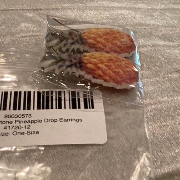 Yellow & Silverstone Drop Pineapple Earrings. NWT - Picture 7 of 7